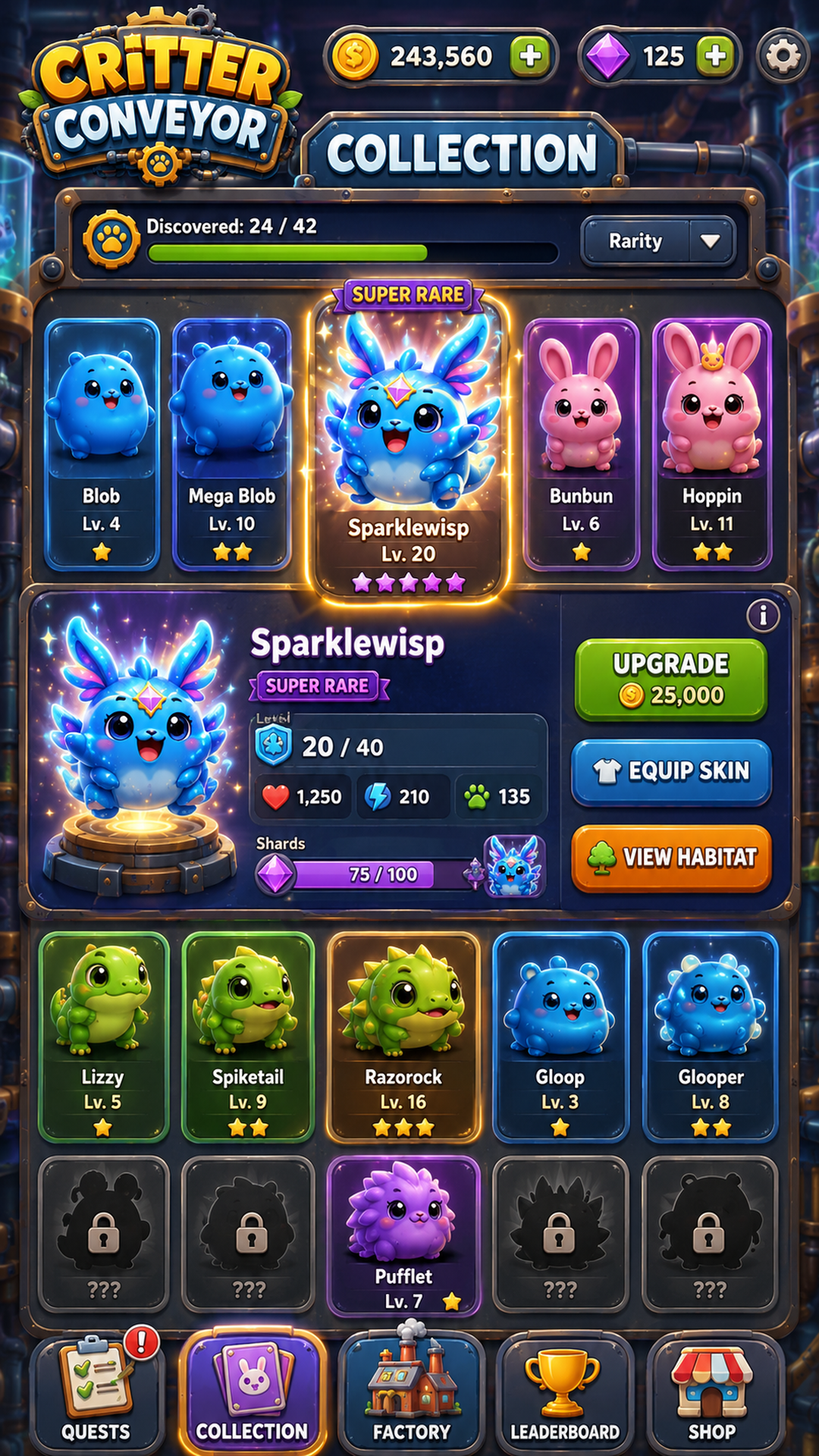 Collection screen